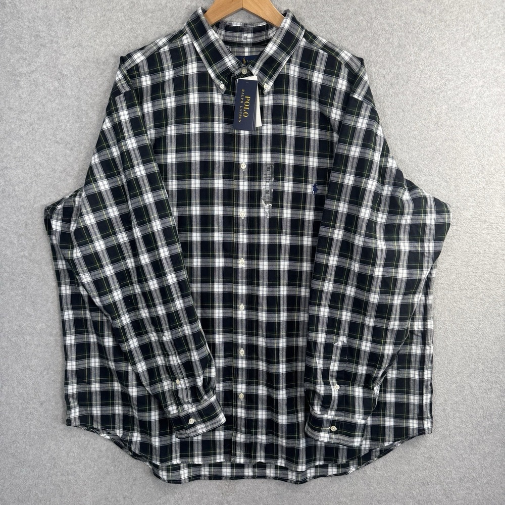 Polo Ralph Lauren 3XB Big & Tall Plaid Button Down Shirt NWT Green Navy